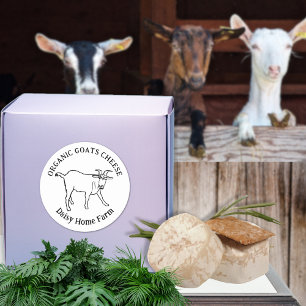 Goats Cheese Business Name Simple Black and White Classic Round Sticker