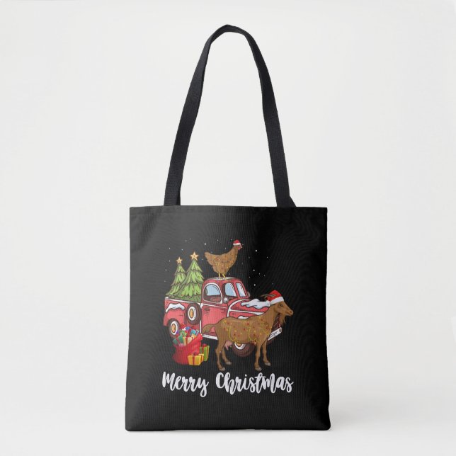 Goats Chickens And Christmas Tree Tote Bag (Front)