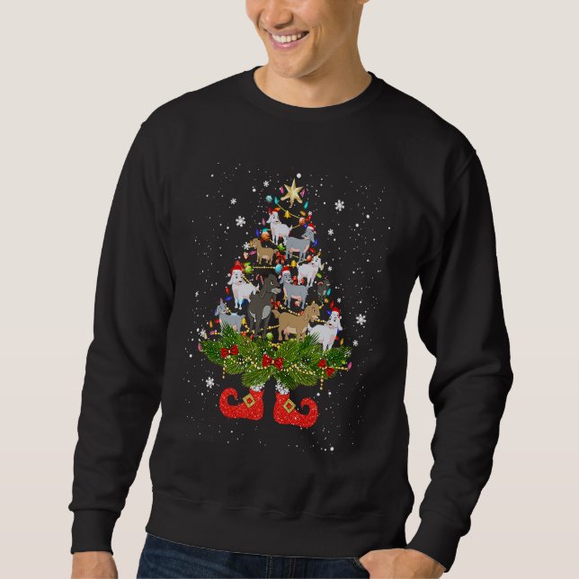 Goats Christmas Tree Lights Cute Santa Hat Sweatshirt (Front)