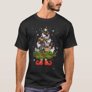 Goats Christmas Tree Lights Cute Santa Hat T-Shirt