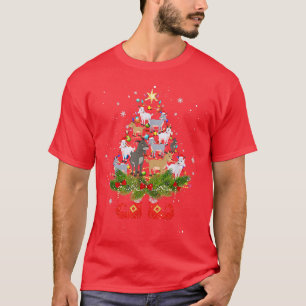 Goats Christmas Tree Merry Xmas Lights Goat Lover  T-Shirt