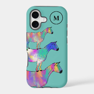 Goats Colourful Farm Animal Art Monogram