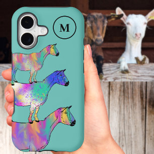 Goats Colourful Farm Animal Art Monogram