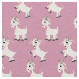 Goats Cute Kids Pink Fabric