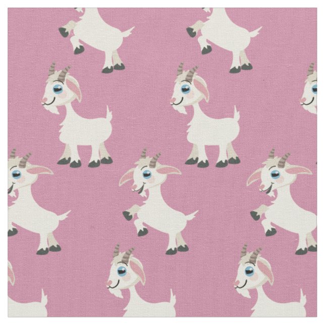 Goats Cute Kids Pink Fabric (Close Up)