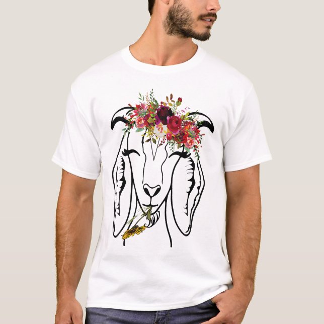 Goats Floral Bandanna Headband - Farm Animal Goat  T-Shirt (Front)
