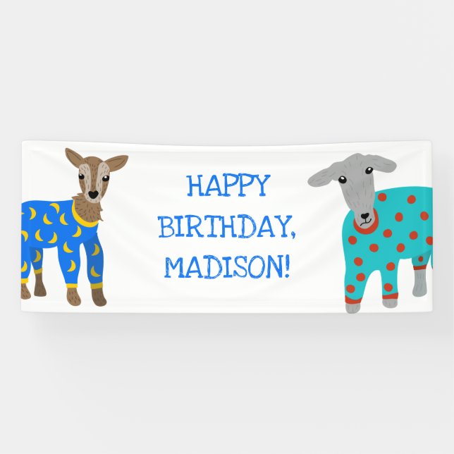 Goats in Pyjamas Kids Slumber Party Banner (Horizontal)