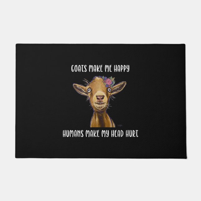 Goats Make Me Happy Goat Lover Doormat (Front)