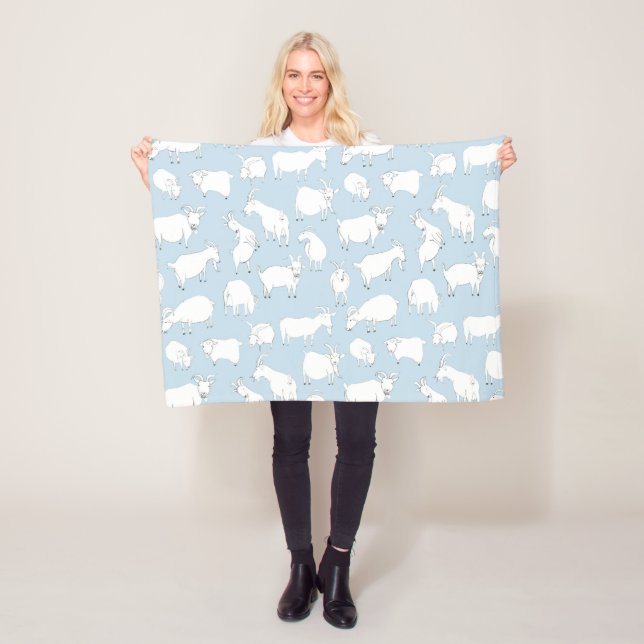 Goats playing - baby blue fleece blanket (In Situ)