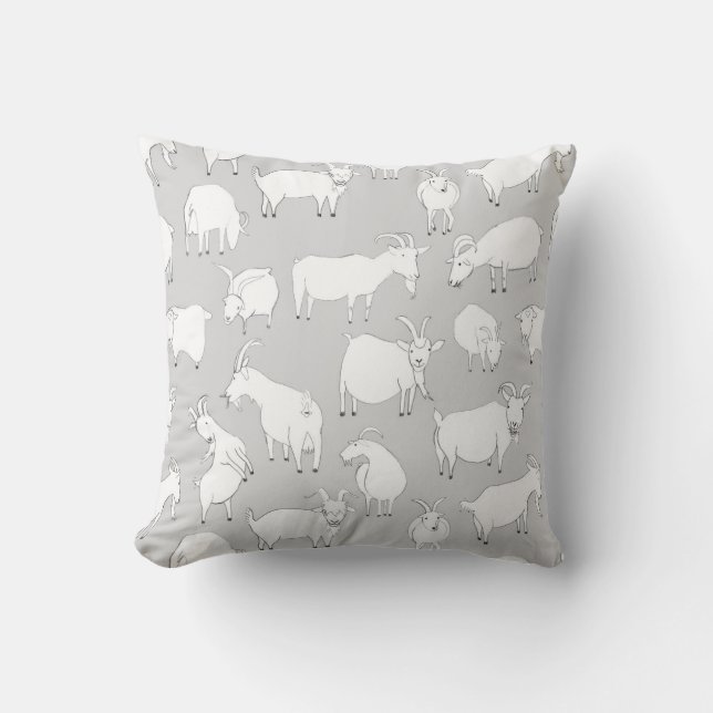 Goats playing - Gray Cushion (Front)