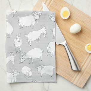 Goats playing - Grey Tea Towel