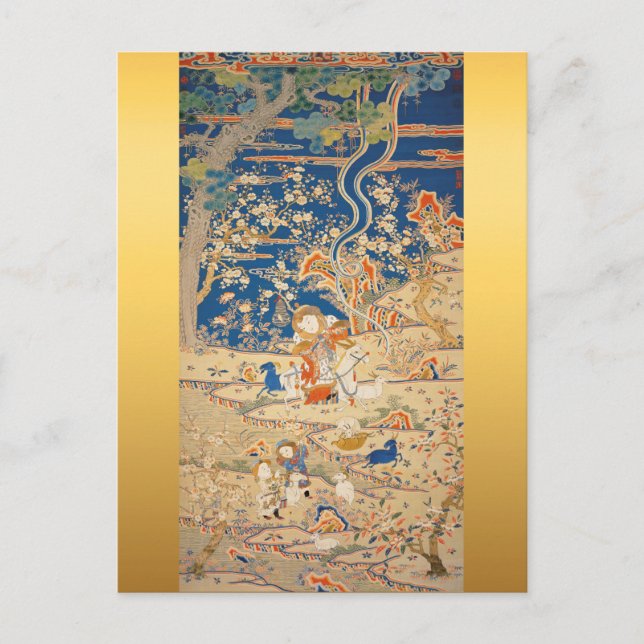 Goats Tapestry Chinese New Year Birthday Zodiac P Holiday Postcard (Front)