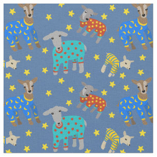 Goats Wearing Pyjamas with Stars Blue Patterned Fabric