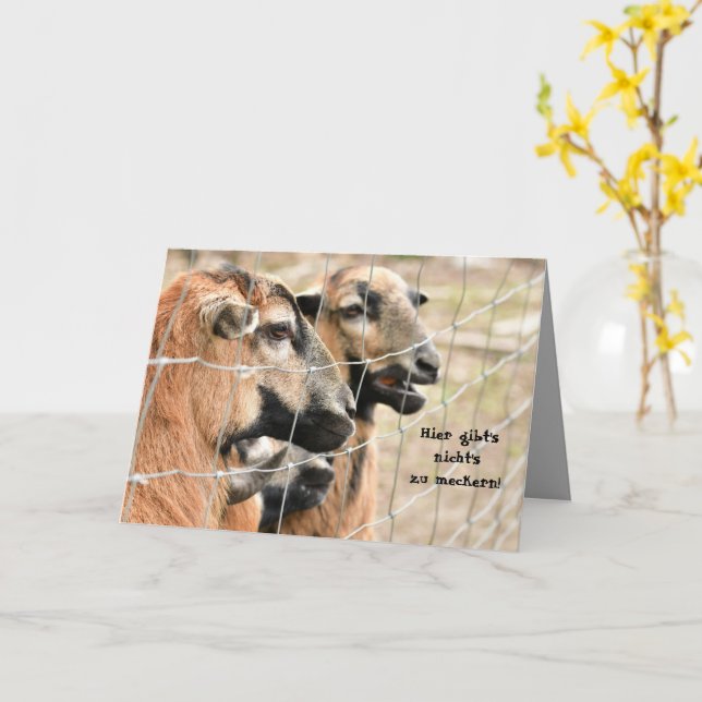 Goats with text in brown tones card (Yellow Flower)