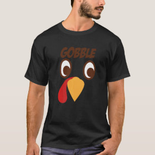 Gobble Big O Face Thanksgiving Turkey With Googly  T-Shirt