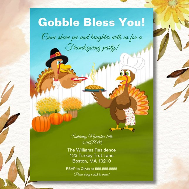 Gobble Bless You Funny Turkey's Friendsgiving Invitation (Creator Uploaded)