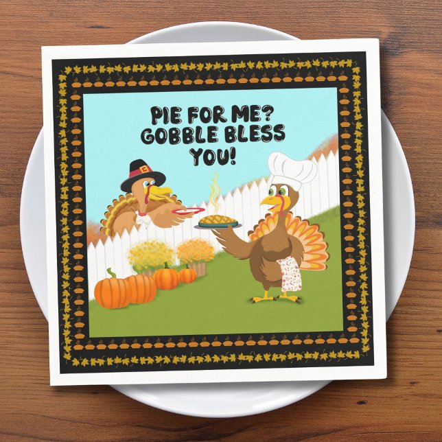 Gobble Bless You Funny Turkey's Friendsgiving Napkin (Creator Uploaded)