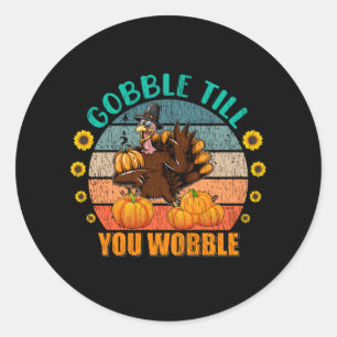 Gobble Family Kids Matching Thanksgiving Pajama Classic Round Sticker