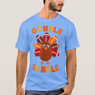 Gobble Football Turkey Balls Thanksgiving Boys Kid T-Shirt