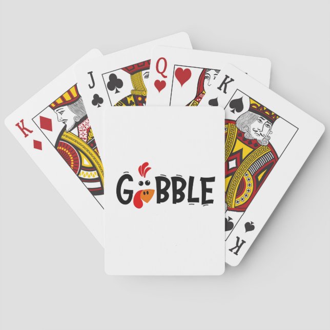 Gobble Funny Thanksgiving Turkey Feast  Playing Cards (Back)
