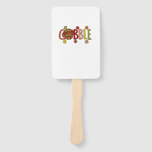 Gobble Funny Turkey Thanksgiving Family Men Women  Hand Fan