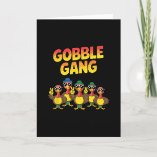 Gobble Gang Cool Turkeys Sungles Thanksgiving Fun Card