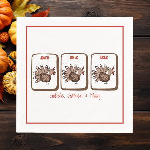 Gobble, Gather & Mahj Thanksgiving Turkey Mahjong Napkin