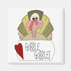 Gobble Gobble Cartoon Turkey Magnet