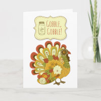 Gobble Gobble Colourful Turkey Happy Thanksgiving