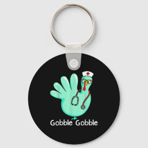 Gobble Gobble Funny Turkey Glove Thanksgiving Nurs Key Ring