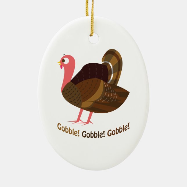 Gobble! Gobble! Gobble! Ceramic Tree Decoration (Back)