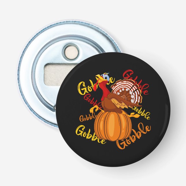 Gobble Gobble Gobble Pumpkin-16194 Bottle Opener (Front)