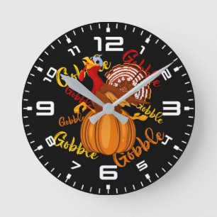 Gobble Gobble Gobble Round Clock