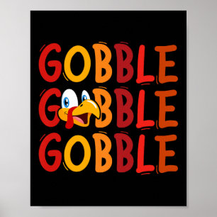 Gobble Gobble Happy Thanksgiving Turkey Face Women Poster