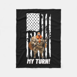 Gobble Gobble My Turn Funny Usa Flag Fleece Blanket
