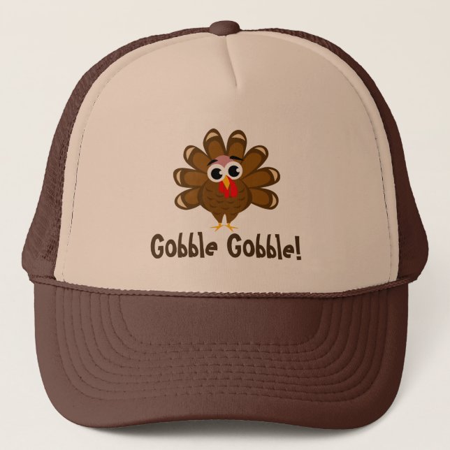Gobble Gobble Thanksgiving turkey Holiday party Trucker Hat (Front)