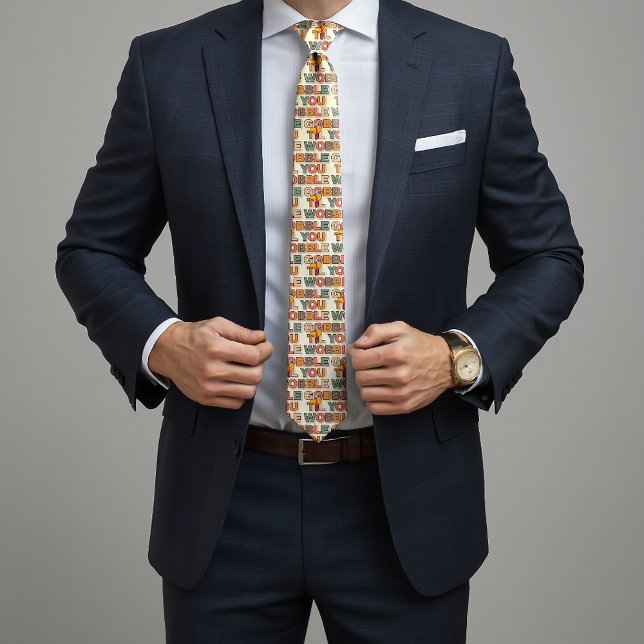 Gobble Gobble Till You Wobble Funny Thanksgiving Tie (Creator Uploaded)