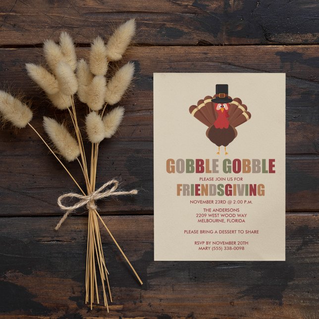 Gobble Gobble Turkey Friendsgiving Dinner Invite (Creator Uploaded)