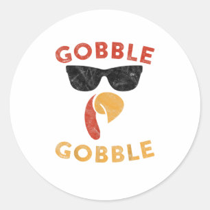 Gobble Gobble Turkey Thanksgiving Day Gifts Vintag Classic Round Sticker