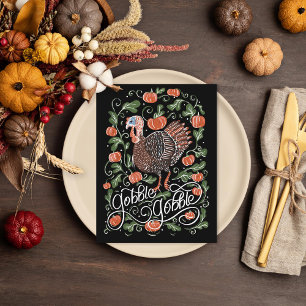 Gobble Gobble Turkey Thanksgiving Holiday Postcard