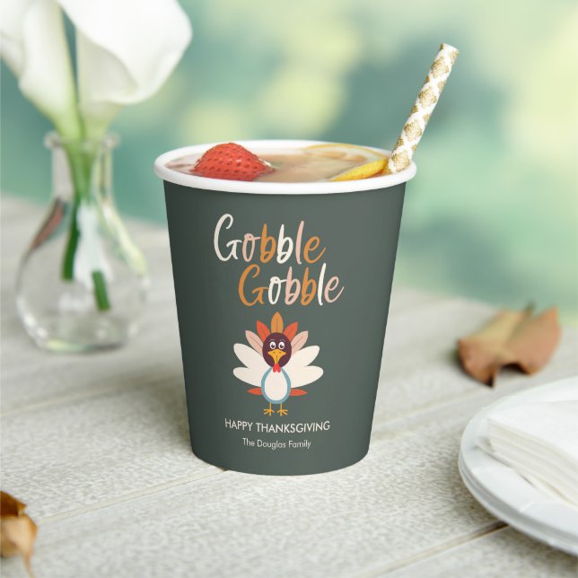 Gobble Gobble Turkey Thanksgiving Party Paper Cup (Insitu)