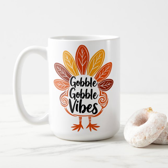 Gobble Gobble Vibes Coffee Mug (With Donut)
