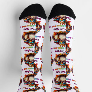 Gobble Gobble Y'all Funky Retro Thanksgiving Socks