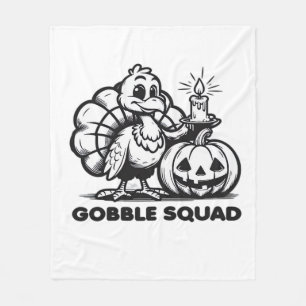 Gobble Squad  Funny Thanksgiving Turkey Design  Fa Fleece Blanket