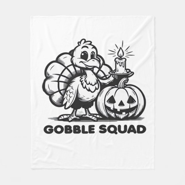 Gobble Squad  Funny Thanksgiving Turkey Design  Fa Fleece Blanket (Front)