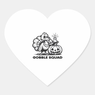 Gobble Squad  Funny Thanksgiving Turkey Design  Fa Heart Sticker