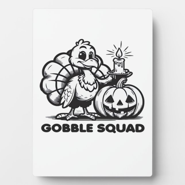 Gobble Squad  Funny Thanksgiving Turkey Design  Fa Plaque (Front)