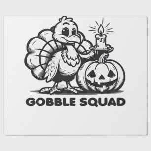 Gobble Squad Funny Thanksgiving Turkey Design Fa Wrapping Paper
