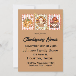 Gobble 'Til You Wobble Thanksgiving Dinner  Invitation