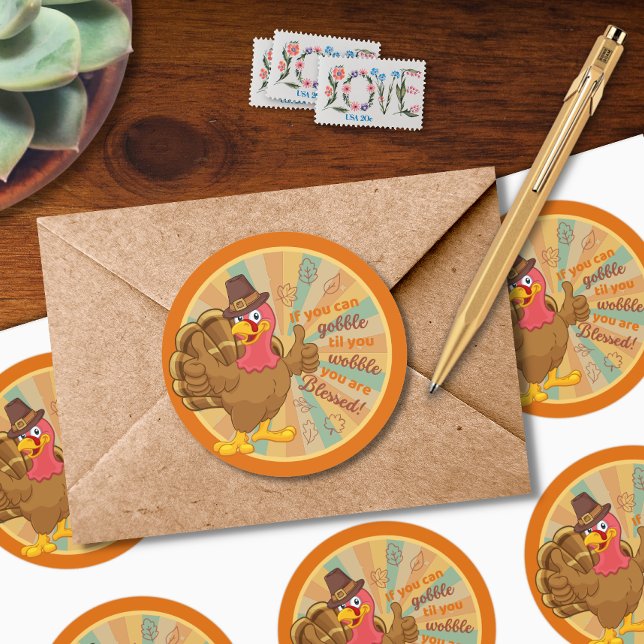 Gobble Til You Wobble Turkey Sticker (Creator Uploaded)